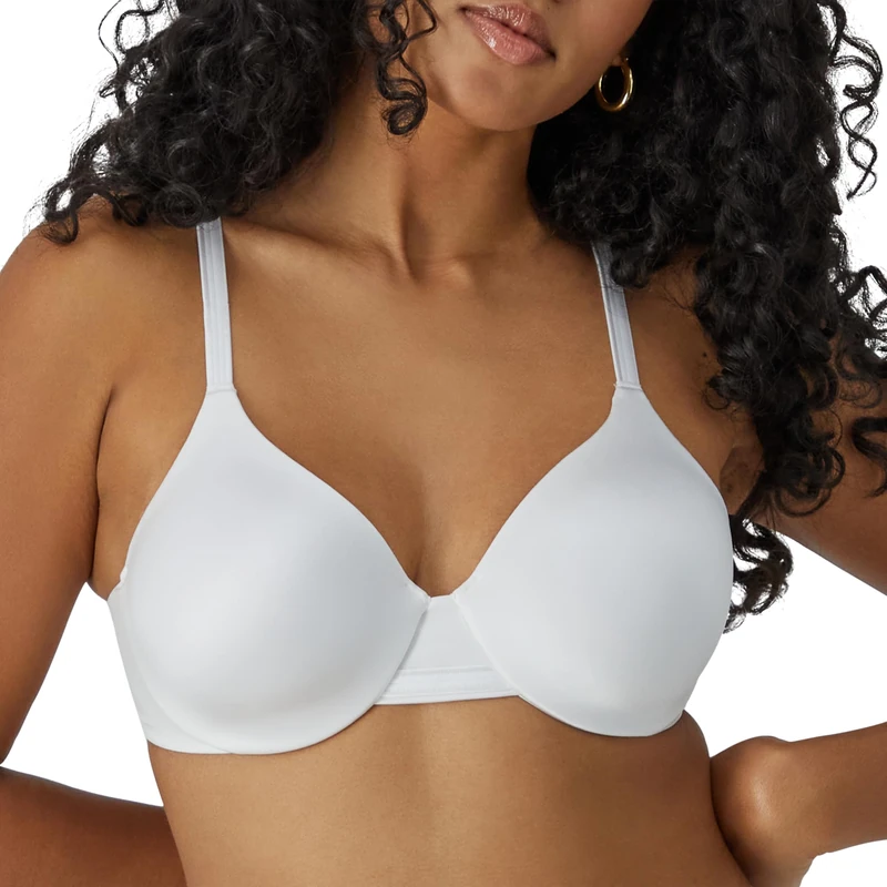 Bali One Smooth U Underwire Bra, Smoothing Shapewear Bra, Concealing Full-Coverage Bra with Front-to-Back Smoothing, White, 38C