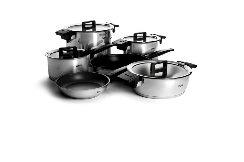 Wool NCSET002 Concept 6 Piece Pan Set Made of Stainless Steel For Induction Includes 1 x 520NC/1 x 528NC/1 x 918NC/1 x 120NC/1 x 124 – Multifunctional 2NC/1 x 824NC with Glass Lid