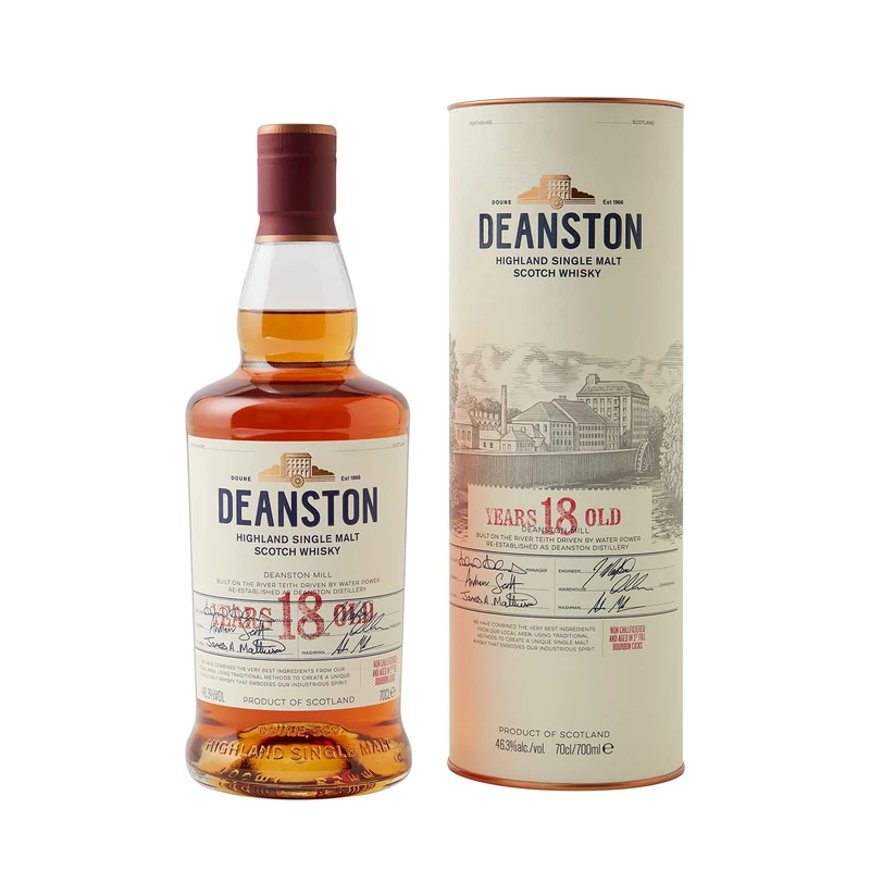 Deanston 18 Year Old Single Malt Scotch Whisky| 46.3% vol | 70cl | Waxy, aromatic and spiced Scottish Whisky | Highland Single Malt Whisky - Image 1