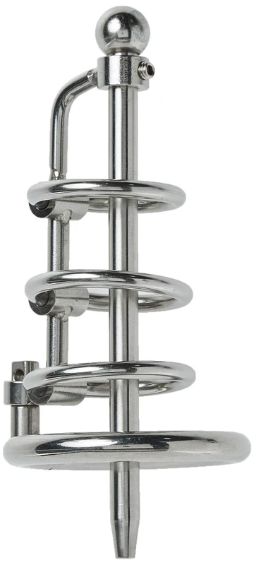 Stainless Steel Urethral Spreader CBT Chastity Cage