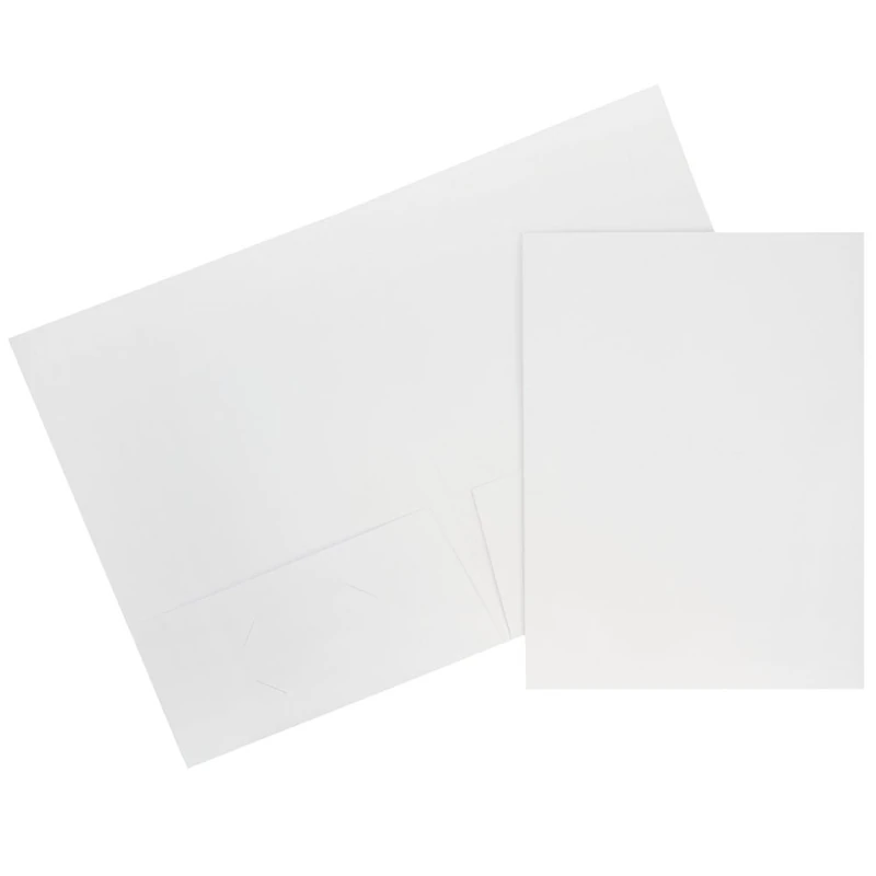 JAM Paper Linen Two Pocket Presentation Folder - White - 50/Pack