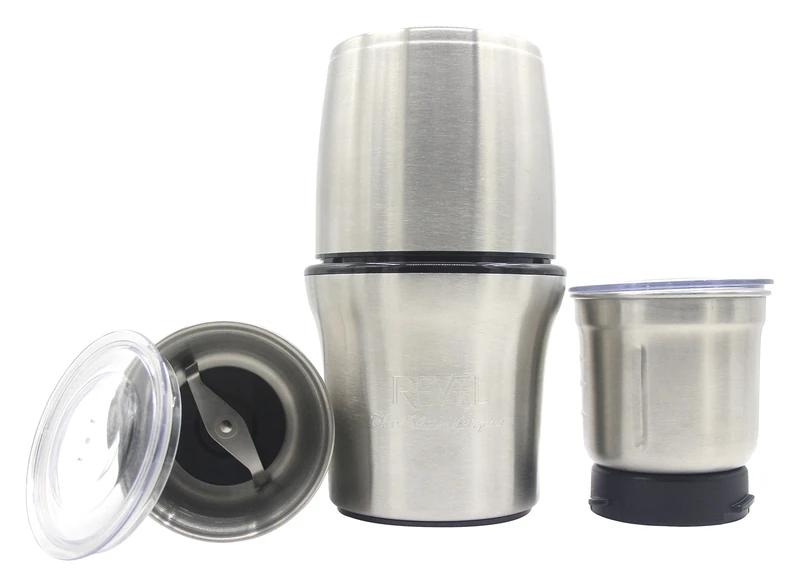 Revel CCM102 Wet and Dry Grinder with Two Separate Bowls, Stainless Steel,Red