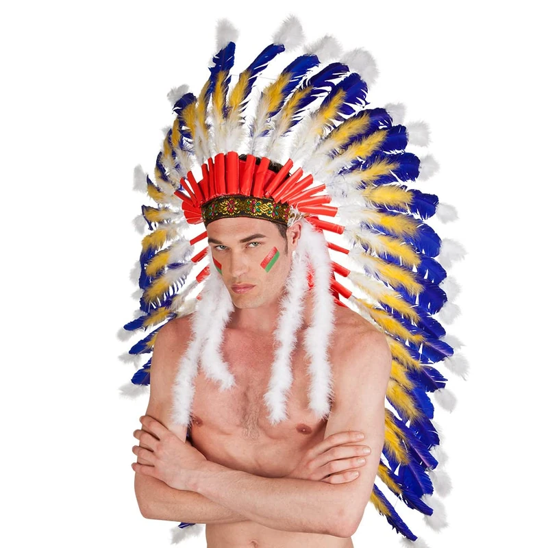 Boland 44131 - Native American Headdress for Adults, Chief, Feather Jewellery, Wild West, Costume, Carnival, Theme Party - Image 1