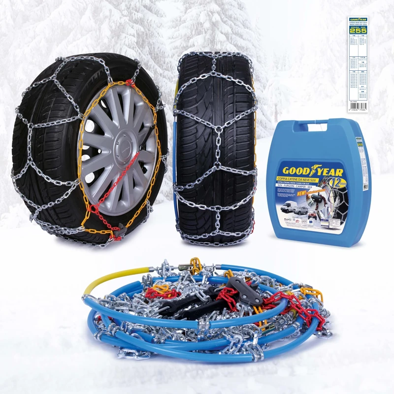 Goodyear 77938, 12 mm Passenger Car Snow Chains, TUV and ONORM Approved, Size 255, Suitable for SUV, Vans, Motorhomes and 4x4