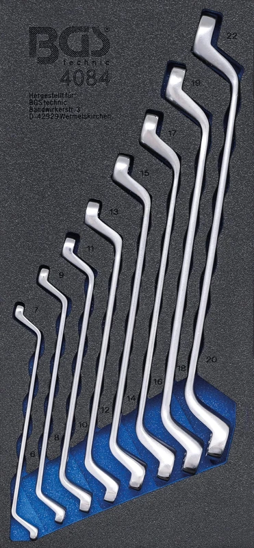 BGS 4084 | Tool Tray 1/3: Double Ring Spanner Set | 6 x 7 - 20 x 22 mm | deep offset Ends | 8 pcs.