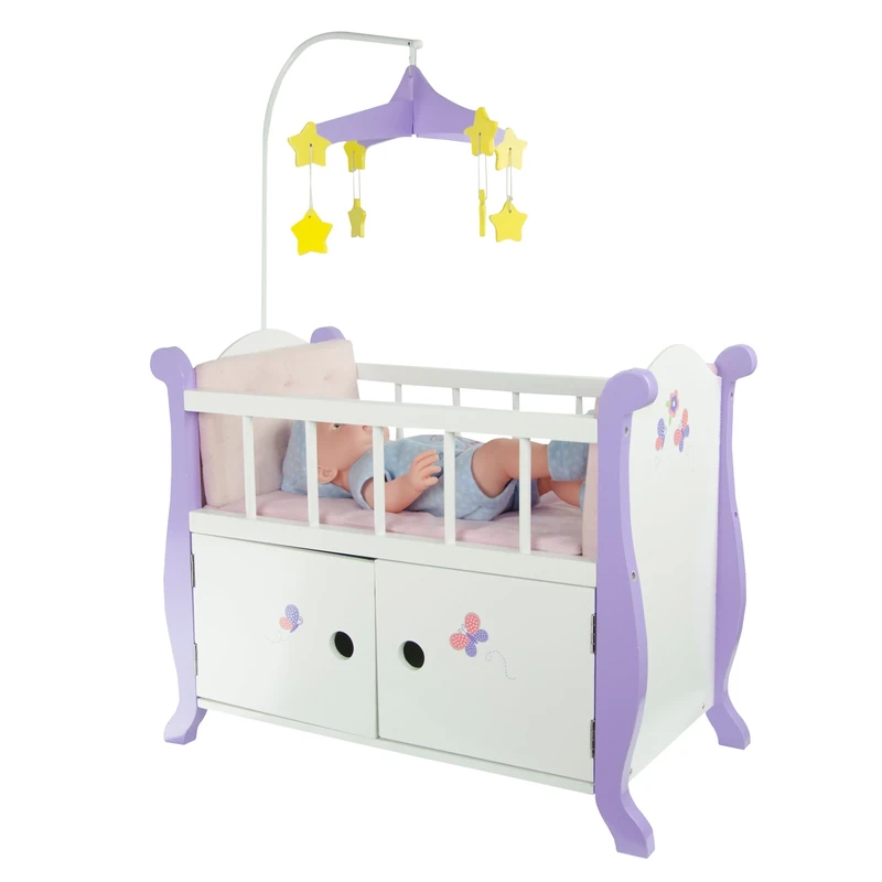 Olivia's Little World Baby Doll Wooden Cot Bed Crib & Storage | Doll Furniture TD-0206A