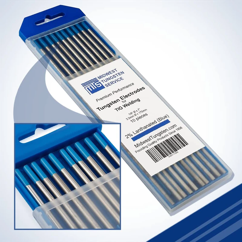 TIG Welding Tungsten Electrodes 2% Lanthanated 3.2 mm x 175 mm (Blue, WL20) 10-Pack
