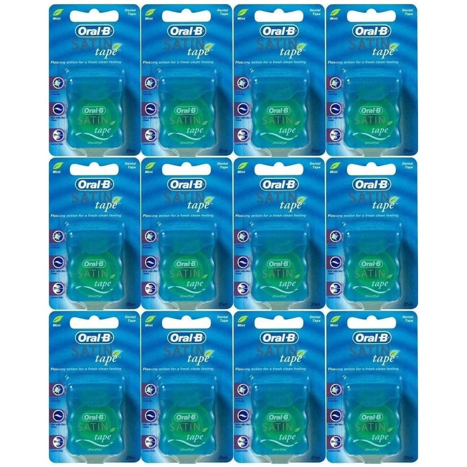 Oral-B Statin Tape Dental Floss 25m (12 Units) by Oral-B Satin Tape Mint