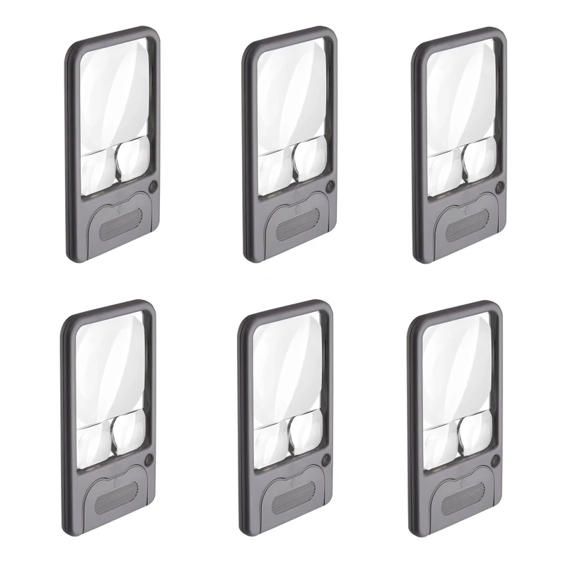 Carson LED Lighted Multi-Power 2.5x, 4.5x, and 6x Pocket Magnifier (Pack of 6)
