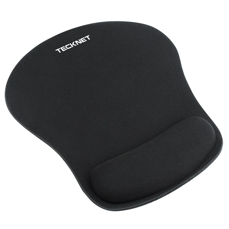 TECKNET Mouse Mat Wrist Support, Ergonomic Mouse Mat with Memory Foam, Mice Pad with Anti-slip Rubber Base, Waterproof Surface Mouse Pad for Computer, Laptop, Office, Home and Travel, Black