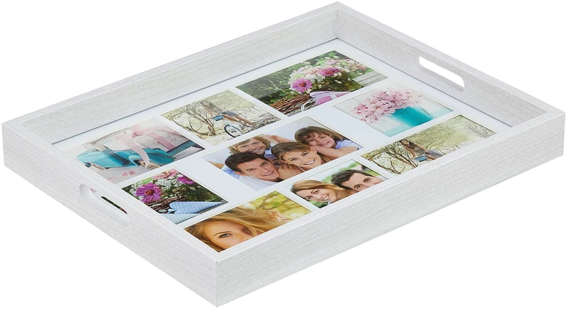 Zep W006 Photo Tray 45 x 35 cm Wood, Photo Tray for 9 Photos White - Image 1
