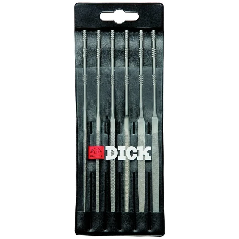 Dick 21601420 Type of Cut 2 Needle Files (Pack of 6), Black/Grey, 140 mm, Set of 6 Piece