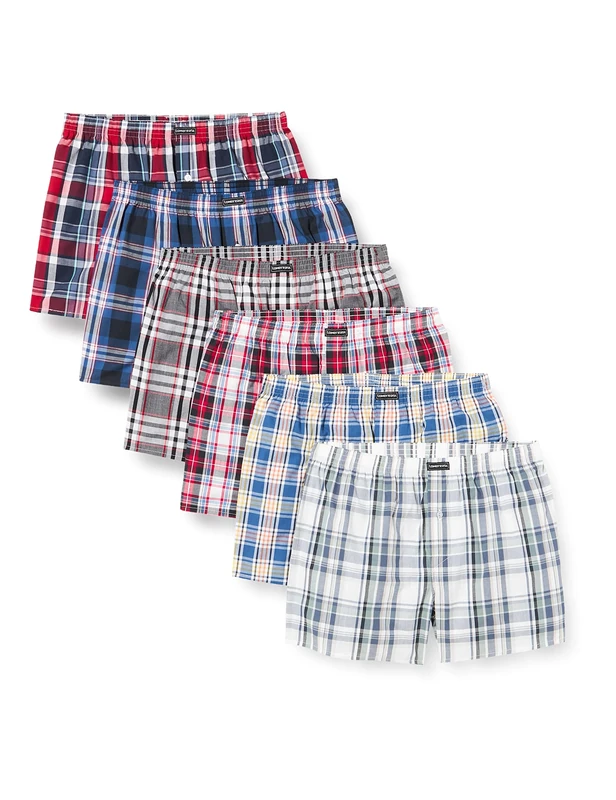 Lower East Men's LE150 Boxer Shorts, Checked, M (Pack of 6)