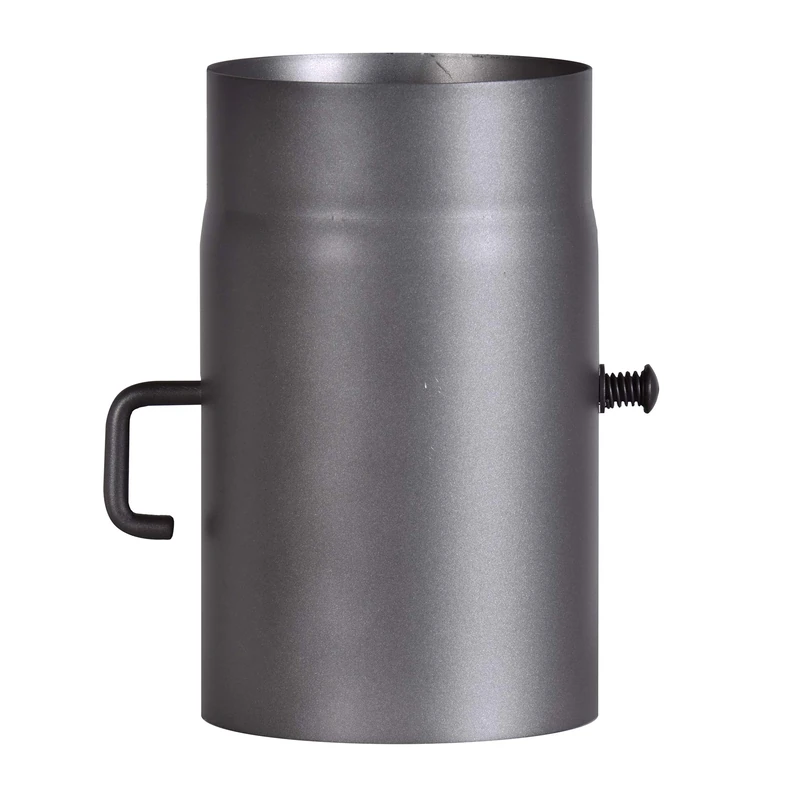 FIREFIX RD150/2D Stove Pipe 2 mm Thick Steel (Smoke Tube) 150mm Diameter for Stoves and Fis Senotherm Dark Grey 250mm Long with Adjustable Flap Black