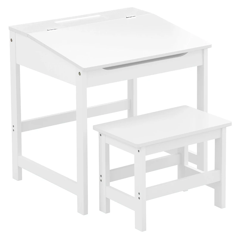 Premier Housewares Kids Desk with Stool – Wooden Children’s Study Table with Storage Compartment, White