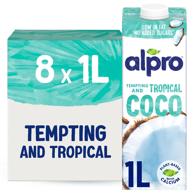 Alpro Coconut Drink - Plant-Based Long Life Dairy Free & Lactose Free Milk Alternative - 1L (Pack of 8)