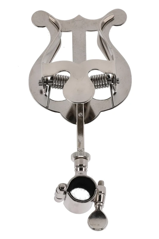 GEWA Marching Music Holder Trumpet - Nickel Plated - Small Lyra - 1 Pusher - Hinge Ring Ø 14 mm