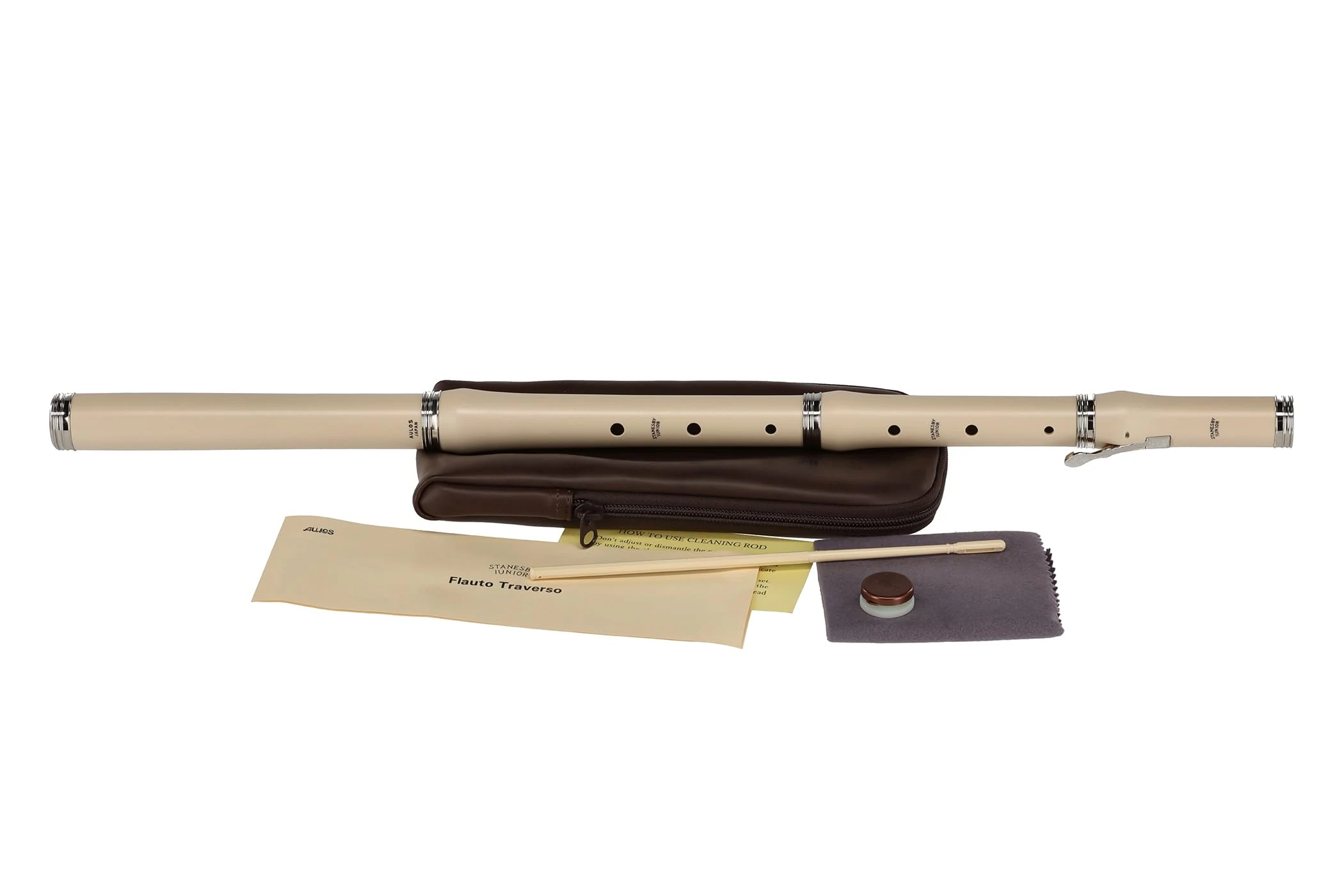 Aulos 700136 Travers Flute Symphony with Case - Ivory,off-white