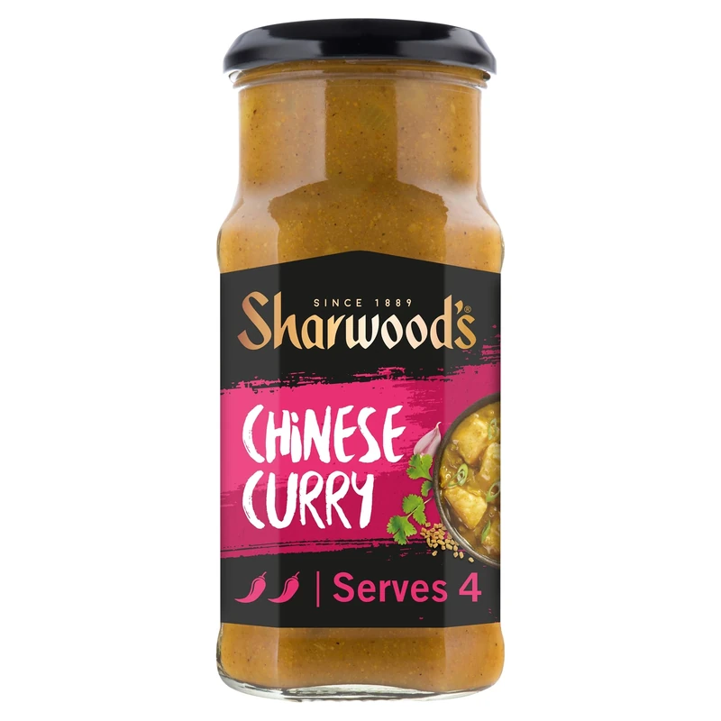 Sharwood's Aromatic Chinese Curry Sauce – Mild Spice Blend With Onion, Garlic & Ginger, Vegetarian Friendly, 425 g Jar (Pack of 1)