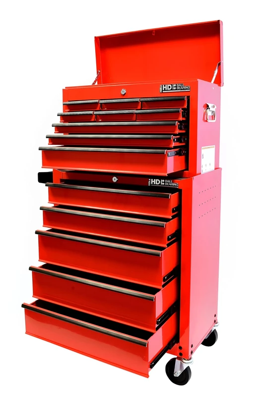 Hilka C314BBS Heavy Duty 14 Drawer Combination Unit with Ball Bearing Slides,Medium, Red