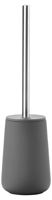 Zone Denmark Nova Toilet Brush, Porcelain and Stainless Steel, Toilet Brush with Brush Holder, Soft Touch Coating, Diameter 10.3 cm, Height 37 cm, Grey