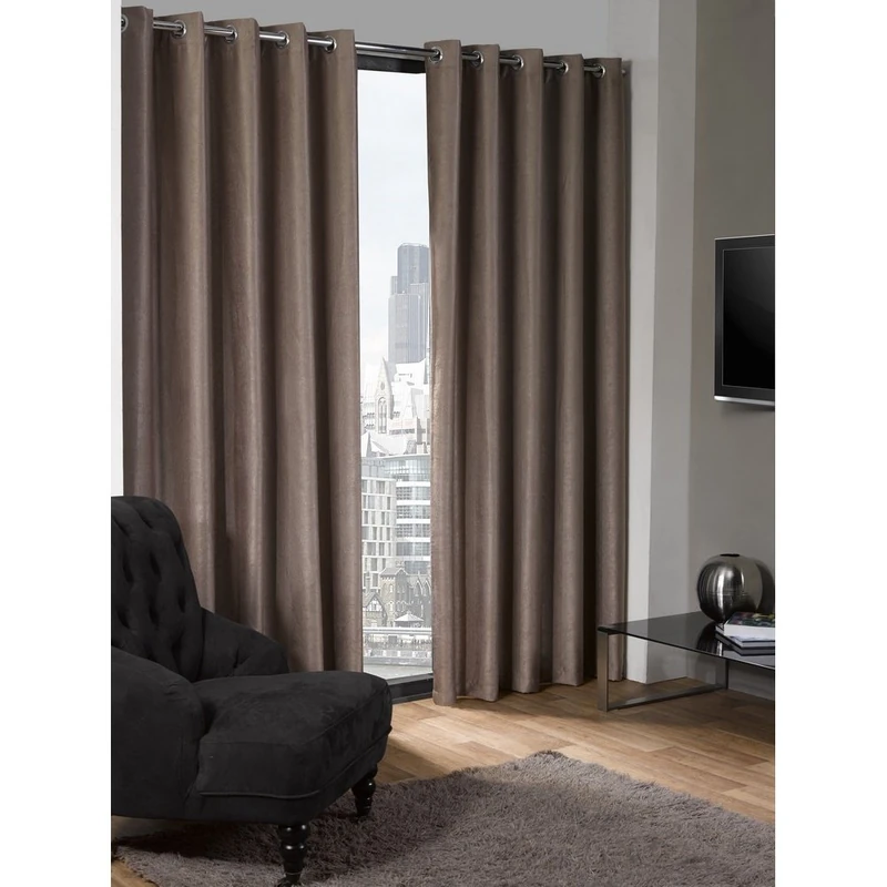 Emma Barclay Logan - Textured Woven Blackout Eyelet Curtains in Taupe - Width 90 x Drop 72" (228 x 183cm)