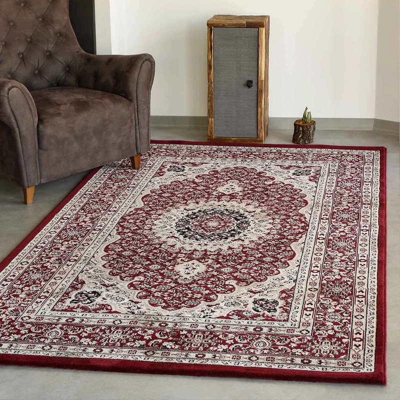 VIMODA tibet0146 Carpet Classic Patterned Circle Dich Woven Orient Pattern Red, 120 x 170 cm - Image 1
