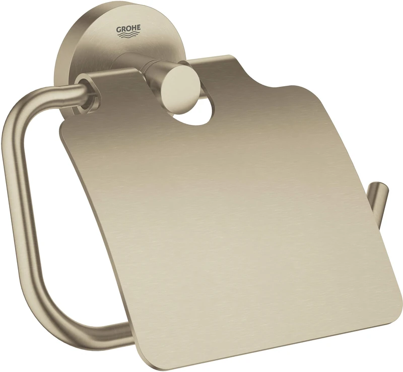 GROHE Essentials Toilet Paper Holder (with Cover), German Engineered, Metal in Brushed Nickel and with Concealed Fastening, 40367EN1