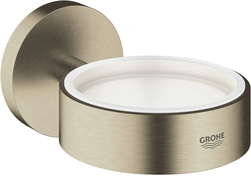 GROHE Essentials Holder for Use with the Glass, Soap Dish or Soap Dispenser, German Engineered, Metal in Brushed Nickel and with Concealed Fastening, 40369EN1