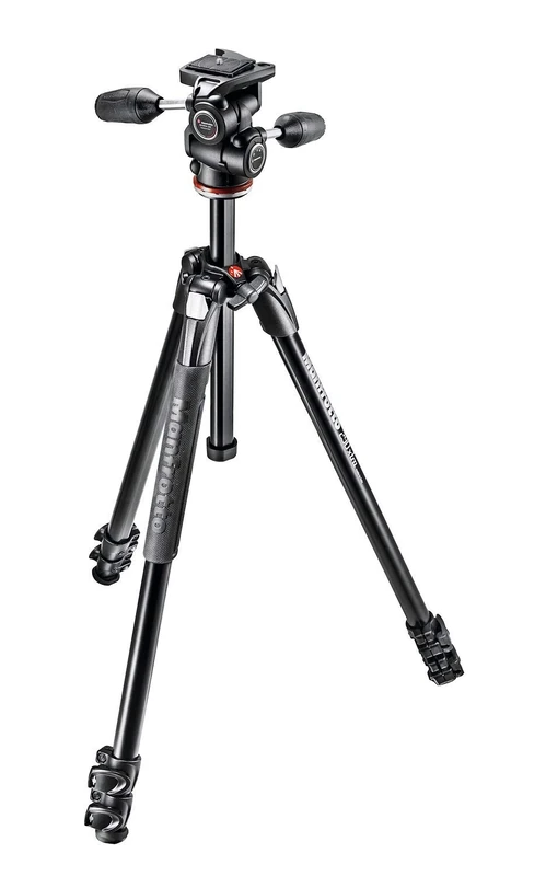 Manfrotto MK290XTA3-3W, Tripod with Ball Head, 3 Way Head, DSLR, Compact System Camera, Mirrorless, Aluminium, Black
