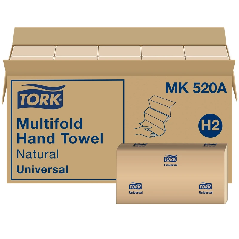 Tork Universal Multifold Paper Towel H2, Disposable Hand Towel MK520A, 100% Recycled Fibers, 1-Ply, Natural - 16 x 250 Sheets