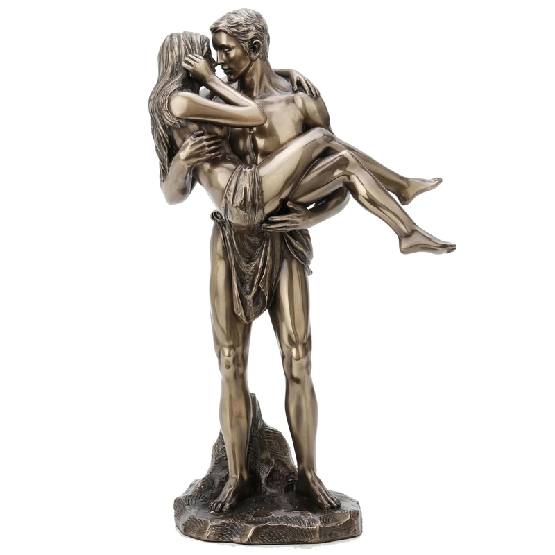 The Lovers Bronze Finished Man Carrying Woman Nude Statue