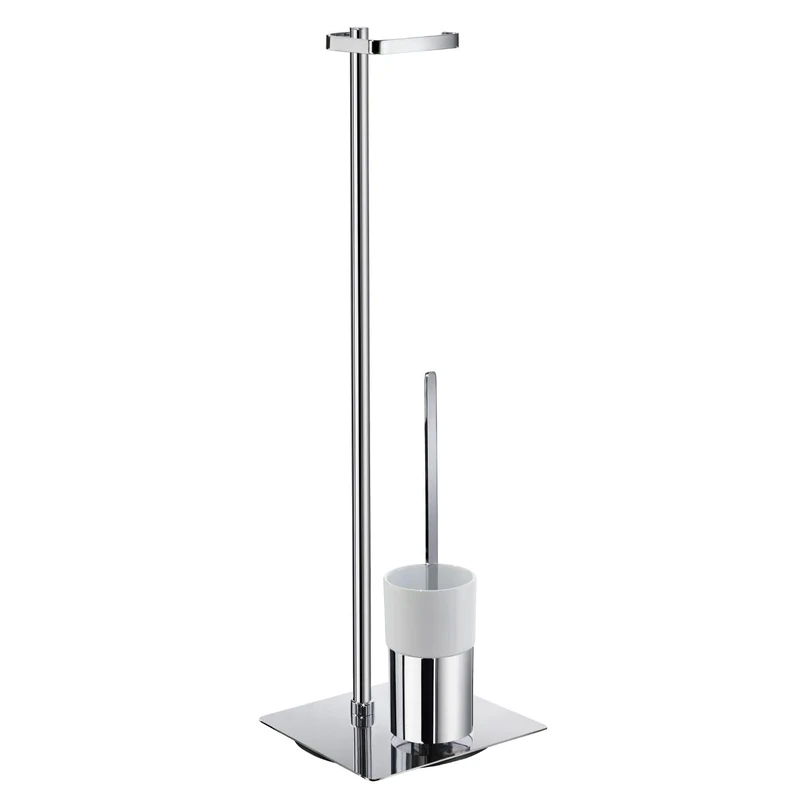 Smedbo FK322P Outline Toilet Roll Holder with Brush, Polished Chrome/Porcelain