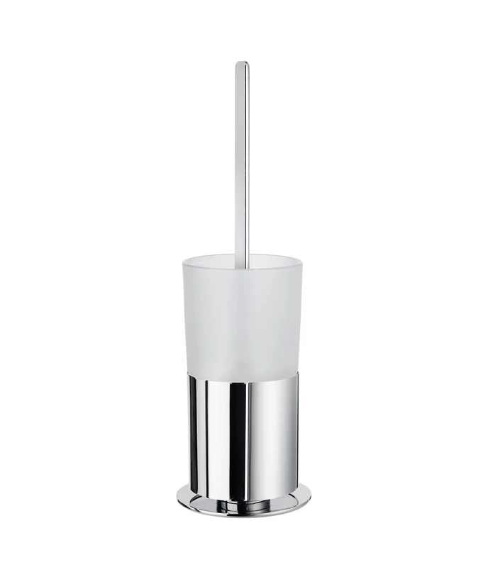 Smedbo FK311 Outline Toilet Brush, Frosted Glass, Silver, 11.4 x 11.8 x 32.4 cm