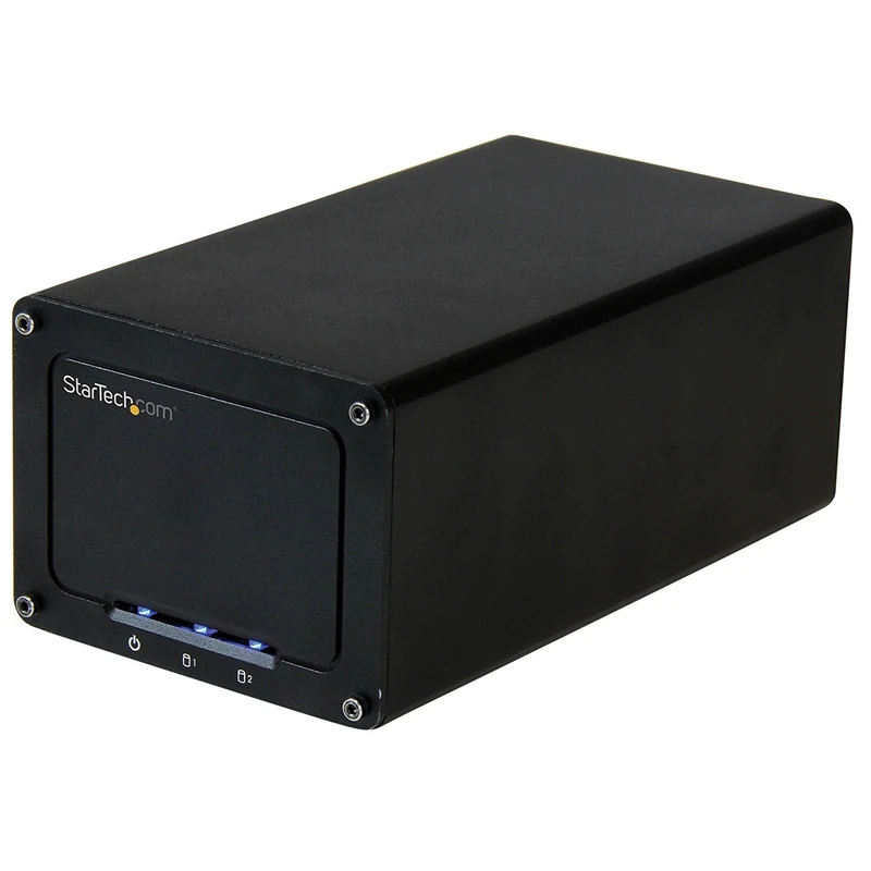 StarTech.com USB 3.1 (10Gbps) External Enclosure for 2.5" SATA Hard Drives - RAID - 2-Bay USB Type-C Hard Drive Enclosure (S252BU313R), Black