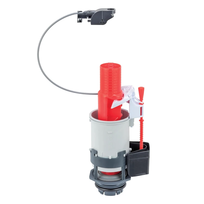 Wirquin 50719184 Toilet Flush Mechanism for Hanging Toilet Red and White