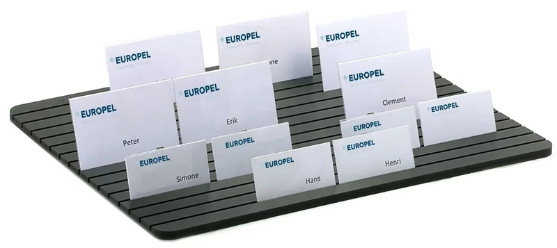 EUROPEL Badge Tray with 15 Slots, for Handing Out Badges, 8mm PVC Foam, Black | 15 Slots 5mm Depth and 2,5mm Width | for 60 Badges 95x60mm or 75 Badges 75x40mm | Size Tray 290 x 390 x 8 mm