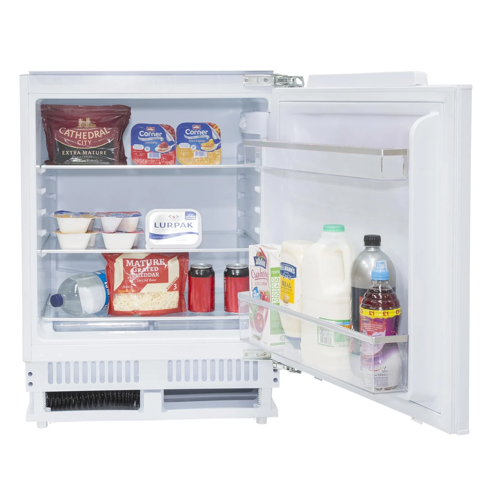 SIA RFU101/EI 135L Integrated Built In Under Counter Fridge, Auto Defrost, Electronic Temperature Control, Quiet Operation 35dB, E Energy Rating, 2 Years Parts & Labour Guarantee