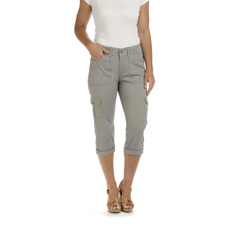 Lee Women's Relaxed-Fit Austyn Knit-Waist Cargo Capri Pant - Grey - 4 US