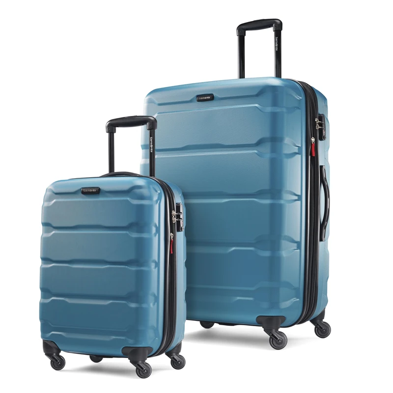 Samsonite Omni Pc Hardside Expandable Luggage, Caribbean Blue, Checked-Large 28-Inch, Omni Pc Hardside Expandable Luggage with Spinner Wheels