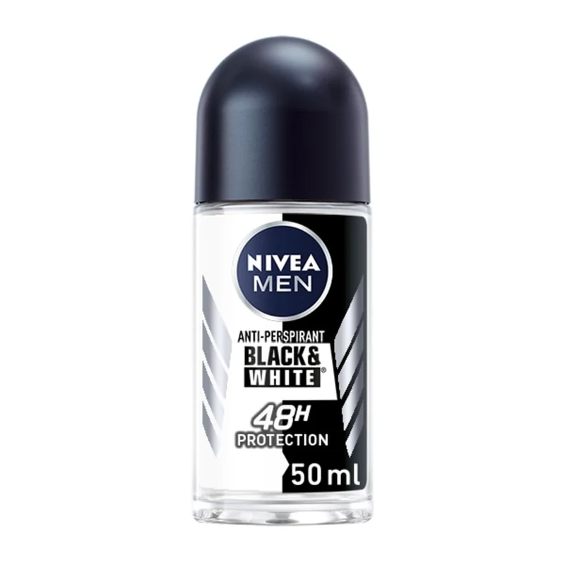 NIVEA MEN Black & White Original Anti-Perspirant Roll On (50ml), 72hr Anti-Sweat Roll On Deodorant for Men, No Stains on Black and White Clothes