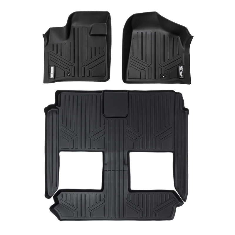 MAXLINER Floor Mats 3 Row Liner Set Black Compatible with 2008-2018 Dodge Grand Caravan/Chrysler Town & Country (Stow'n Go Only) - Image 1