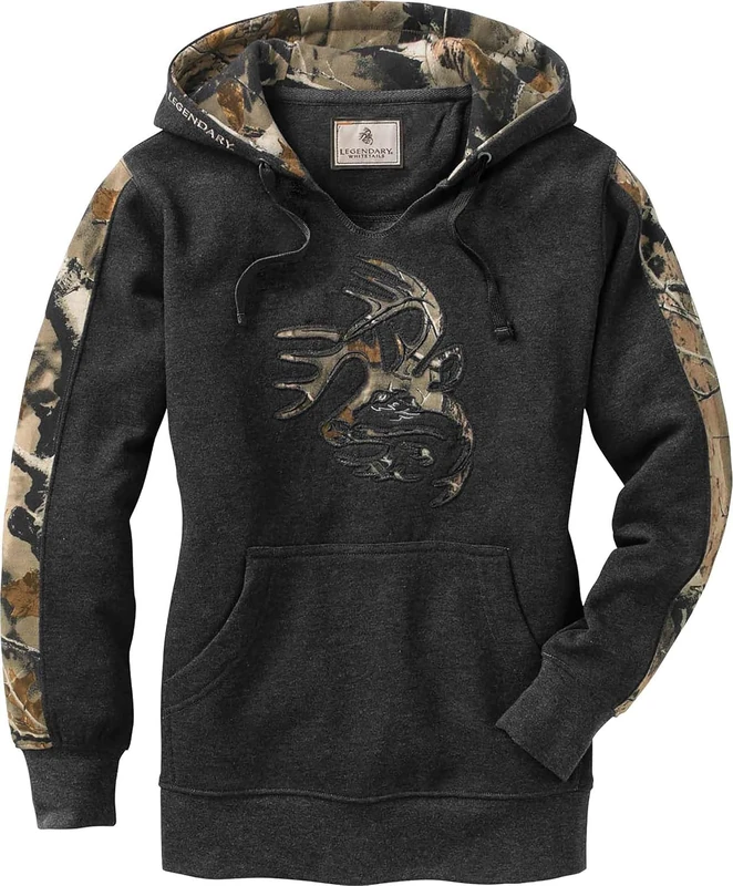 Legendary Whitetails Women's Camo Outfitter Hoodie, Charcoal Heather, XS