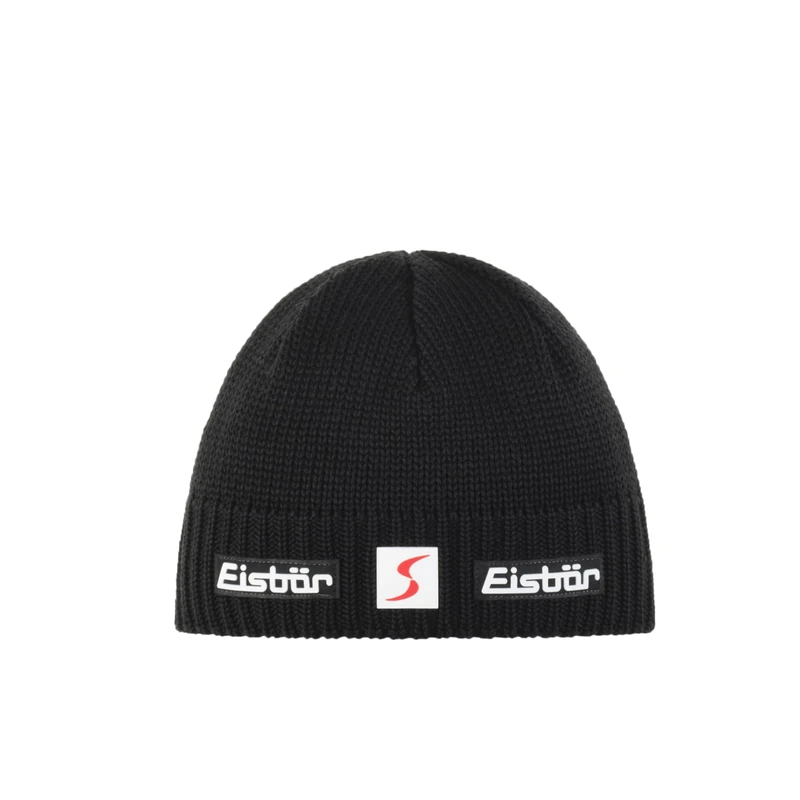 Eisbär Trop Skipool Knit Beanie Hat Merino Wool (One Size - Black)