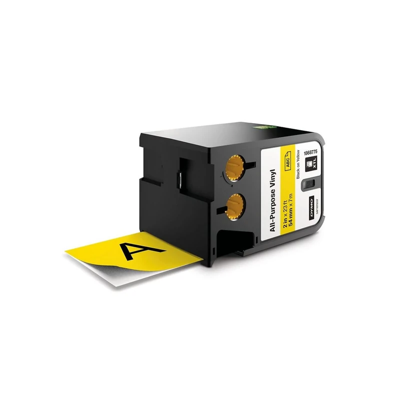 DYMO XTL All-Purpose Vinyl Labels | 54 mm x 7 m | Black on Yellow