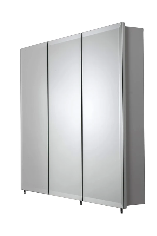 Croydex Westbourne Mirror Bathroom Cabinet - 3 Door Large Storage Unit with 2 Adjustable Shelves, Wide Angle Hinges and an Easy Hang 'N' Lock Installation, 76 x 91.5 x 13CM (White Steel)