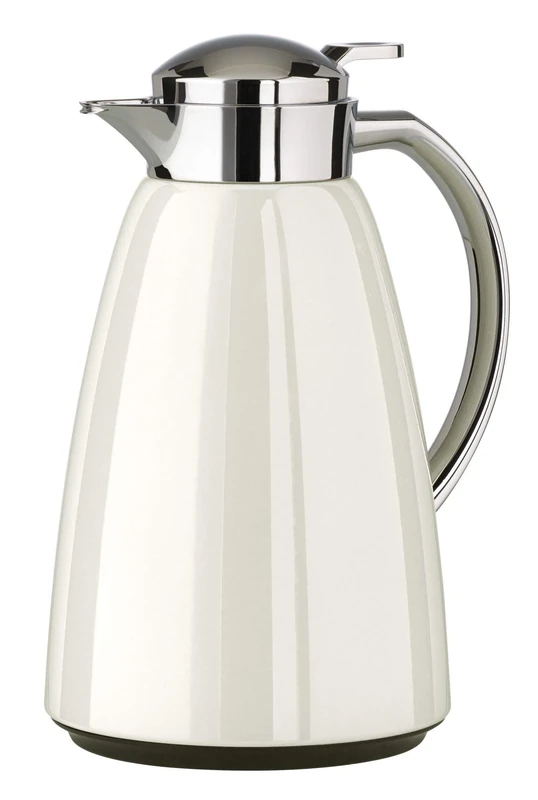 Emsa Campo vacuum flask, 1L, 100% leak proof, quick tip closure, 12 standard hot/24 cold, in chrome, Stainless Steel, White, 28 x 28 x 18 cm