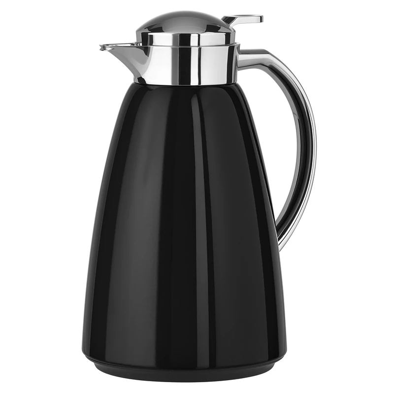 Emsa Campo vacuum flask, 1L, 100% leak proof, quick tip closure, 12 standard hot/24 cold, in chrome, Stainless Steel, grey, 28 x 28 x 18 cm