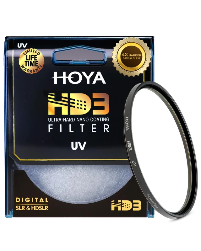 Hoya HD3 62mm UV Protector Filter - Re-Certified for 100MP+ Cameras with Ultra-Hard Nano Coating - Stain Resistant, Smudge and Waterproof UV Filter