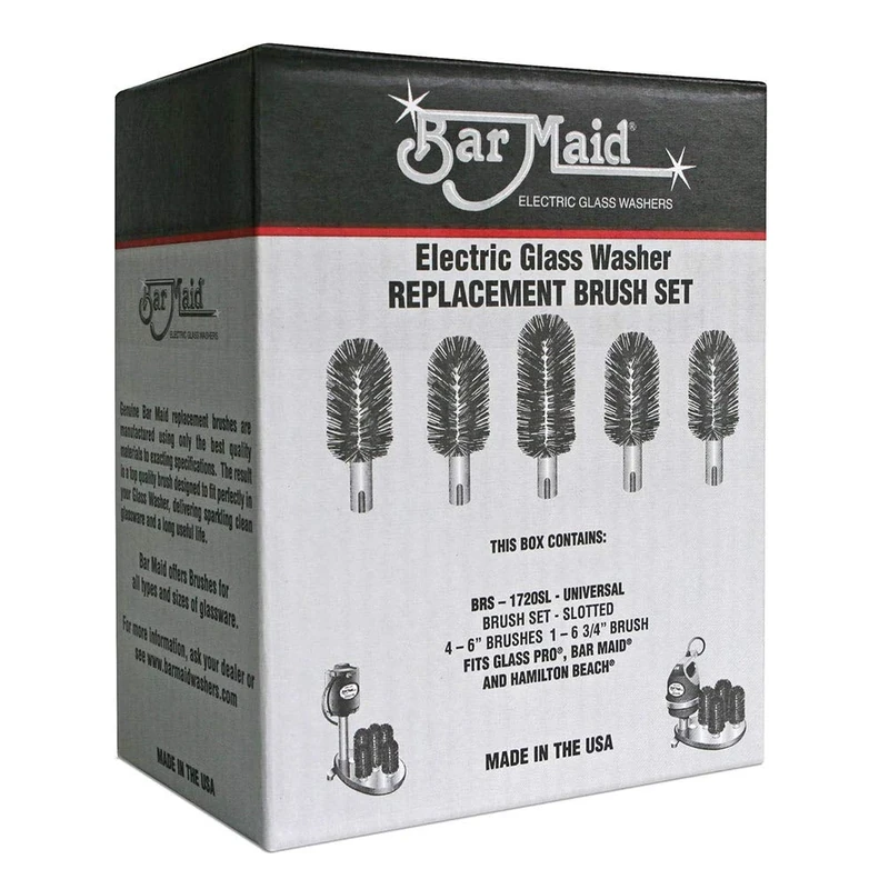 Bar Maid 5-Piece Universal Slotted Brush Set for All Glass Washers